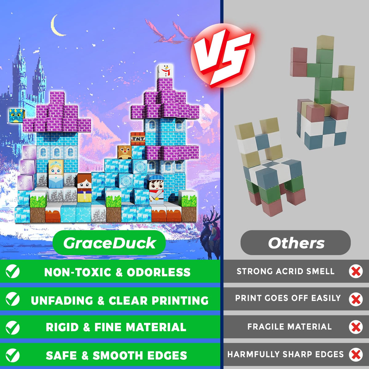 GraceDuck Magnetic Building Blocks150PCS Build Winter Castle, STEM Montessori Sensory Toy for Toddlers Kids, Christmas Birthday Gifts for 3 4 5 6 7 8 9 10 Year Old Girls Boys 🍁 All In One Marketplace Canada