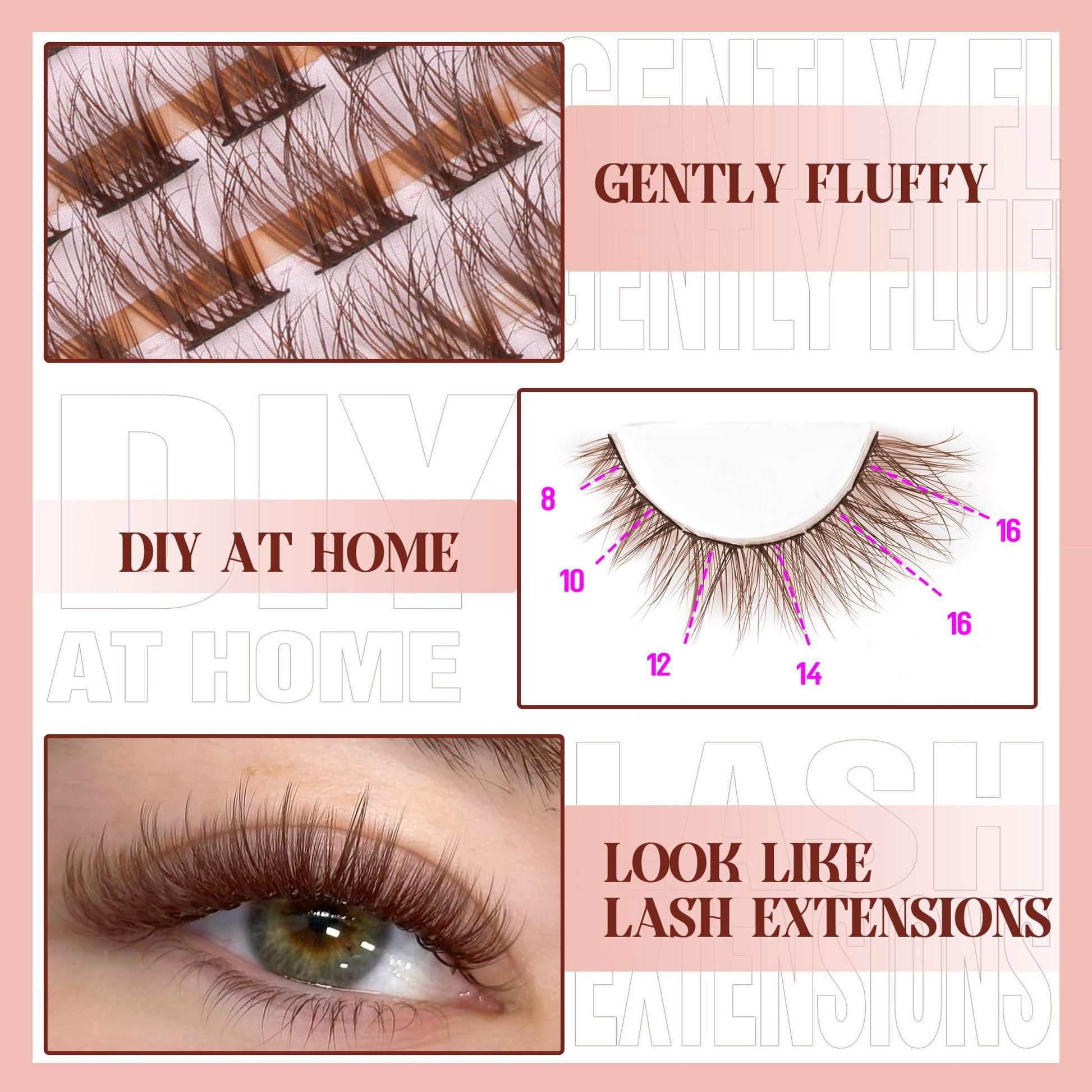 Brown Lash Clusters Natural Lash Extensions Wispy Eyelash Clusters 154 Pcs C Curl Lashes Clusters for Everyday Wear Beginner Friendly Dark Brown Cluster Eyelash Extensions by Mavphnnee - Available at All In One Marketplace Canada