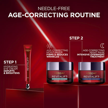 L’Oréal Paris Eye Cream For Wrinkles, with Hyaluronic Acid, Vitamin C, Under Eye Cream to Reduce Look of Wrinkles and Under-Eye Bags, Revitalift Triple Power LZR, Skincare, 15ml