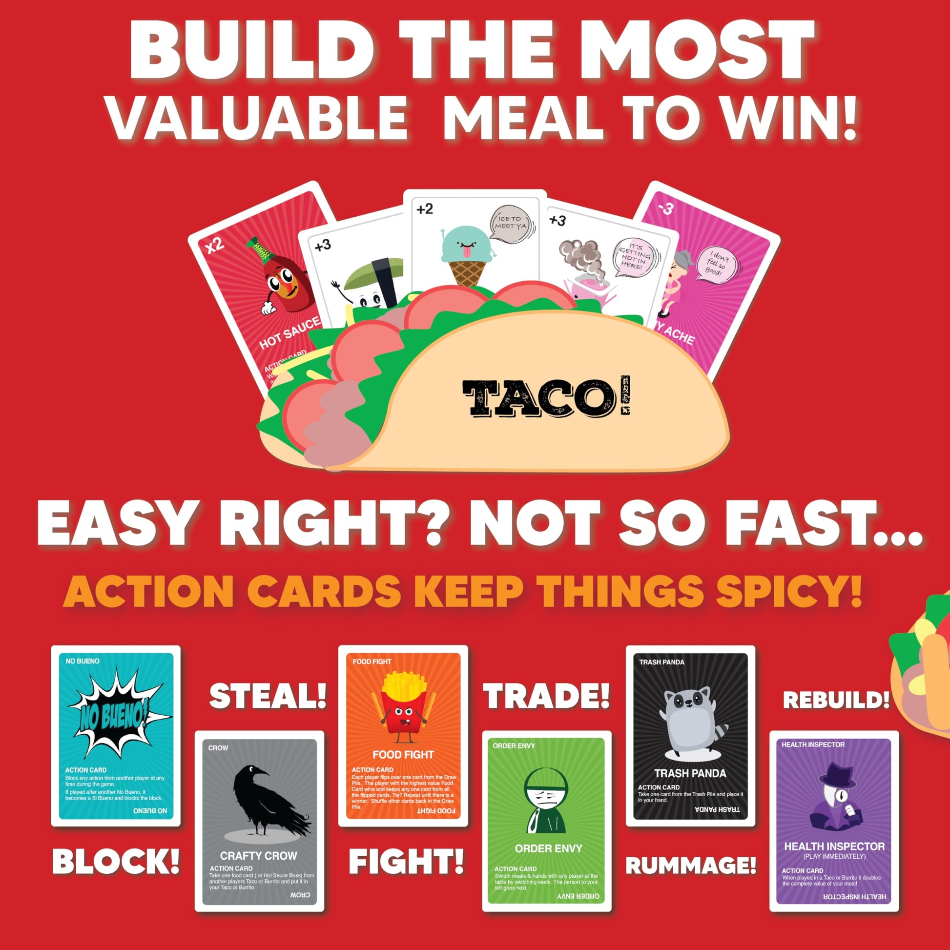 Taco vs Burrito - The Wildly Popular Surprisingly Strategic Card Game Created by a 7 Year Old - a Family-Friendly Party Game for Kids, Teens & Adults - Available at All In One Marketplace Canada