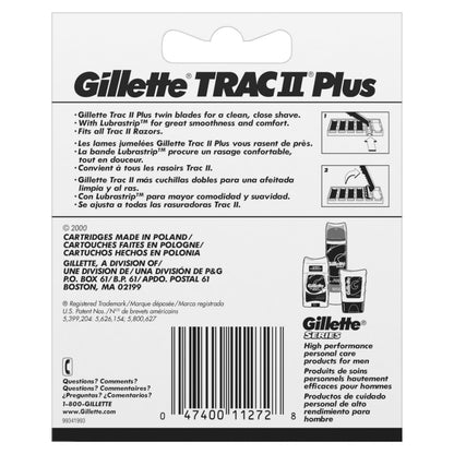 Gillette TRAC II Plus Razor Blade Refills, 10 Count, Black