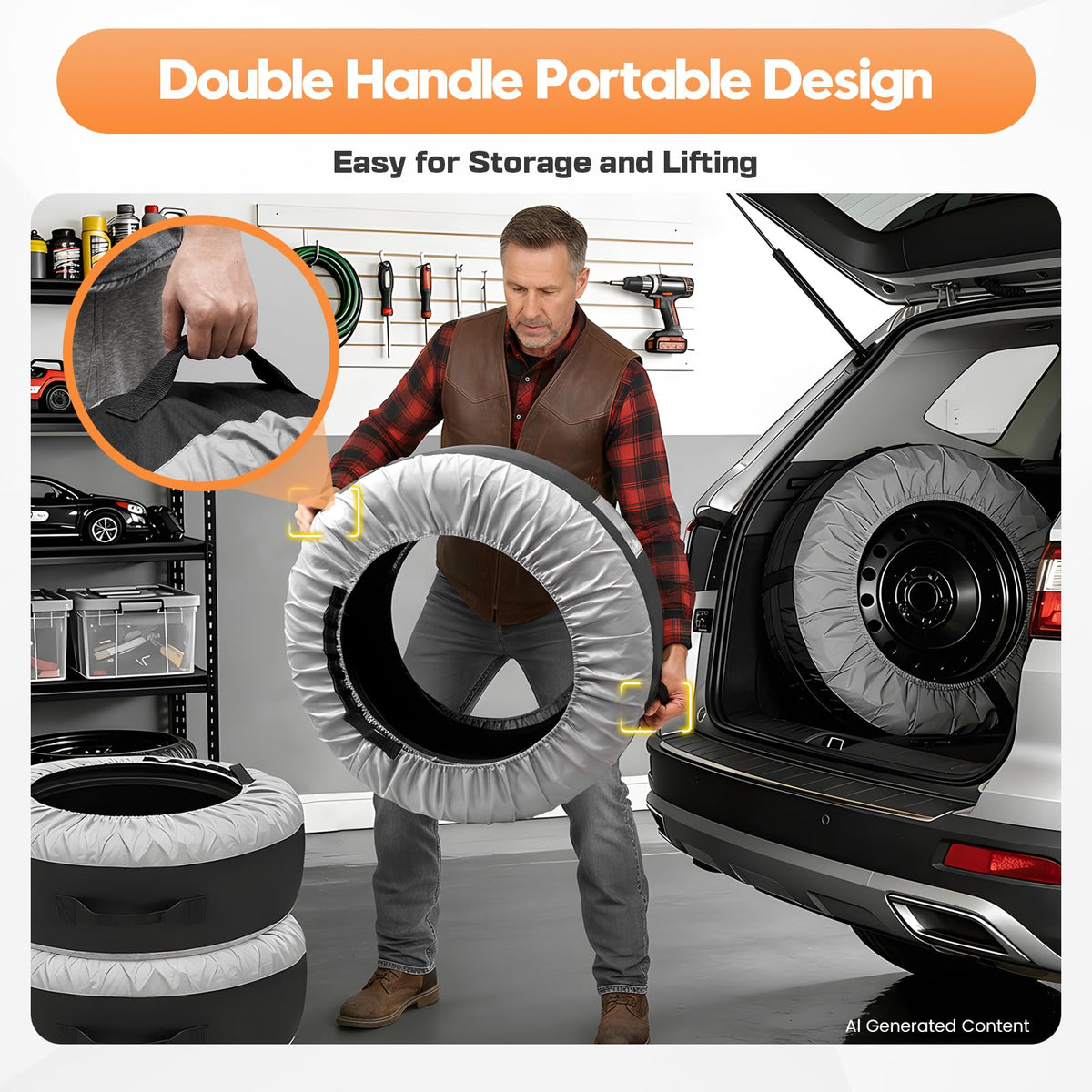 Seasonal Tire Storage Bags, Tire Covers for Storage Set of 4 with Portable Handle for Easy Lift and Carry, 600D Waterproof Winter Tire Totes, Adjustable Design Fits Diameter in 22 to 30 inch-GREY 🍁 All In One Marketplace Canada