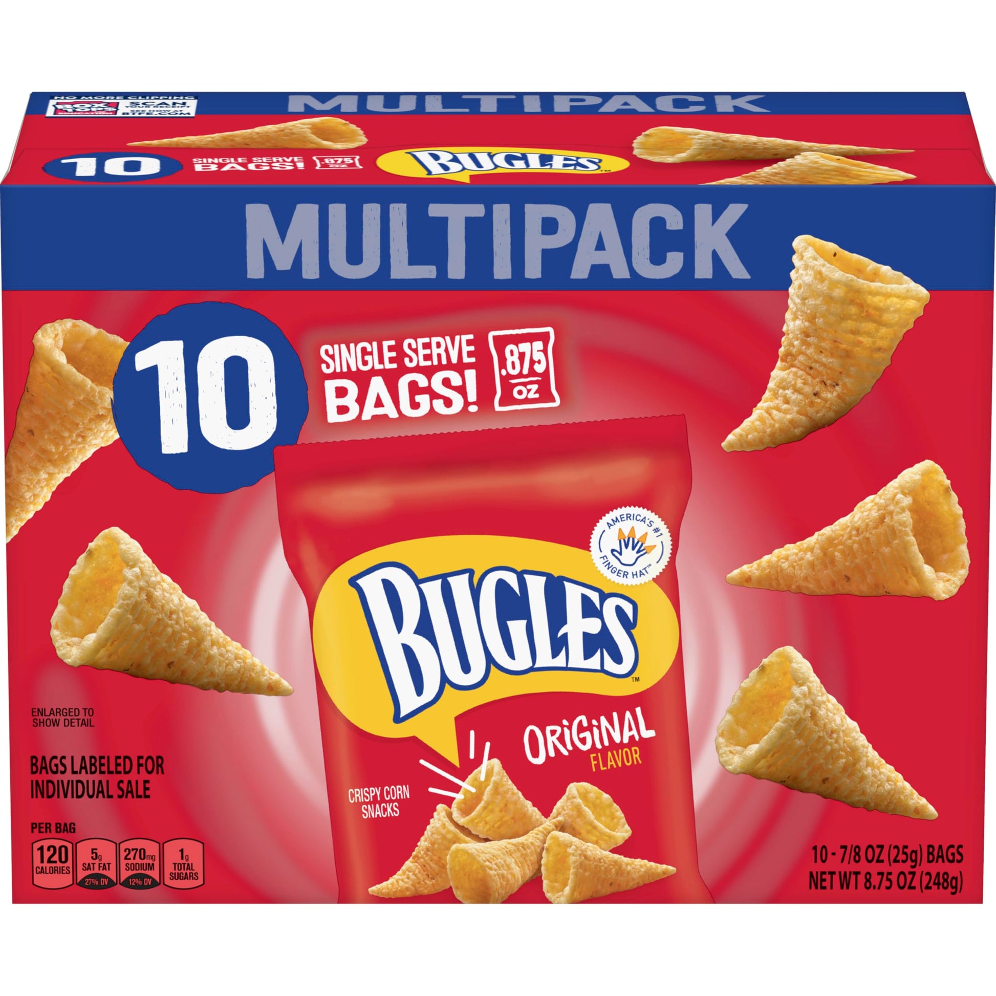 Bugles Original Flavor Crispy Corn Snacks - 8.75 oz Bag (10-Pack)