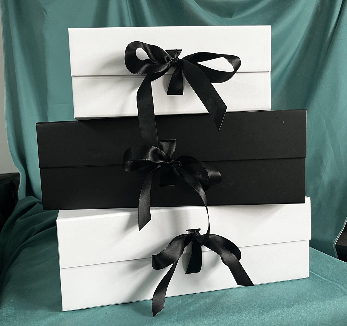 Black Gift Box 13X10X4.5 Inch with Magnetic Lid and Silk Ribbon for Chocolate Christmas Gift Boxes, Bridesmaid Proposal Presents, Birthdays, Wedding, Holidays, Anniversaries Gift Packaging 🍁 All In One Marketplace Canada