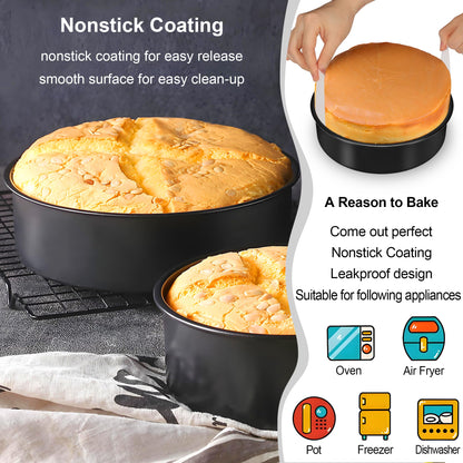 8 Inch Cake Pan, 3PCS Nonstick Baking Pans Set with 100PCS Parchment Paper 🍁 All In One Marketplace Canada