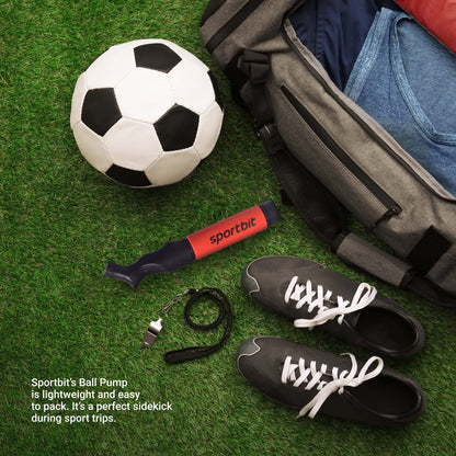 SPORTBIT Ball Pump for Sports Balls - Basketball Pump, Volleyball Pump, Football & Soccer Ball Air Pump - Hand Pump for All Sport Balls - Push & Pull Inflating System - Goes with 5 Needles Set