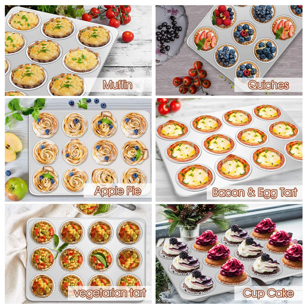 P&P CHEF 12-Cup Muffin Pan Tin, Stainless Steel Cupcake Pan, 2Pcs 🍁 All In One Marketplace Canada