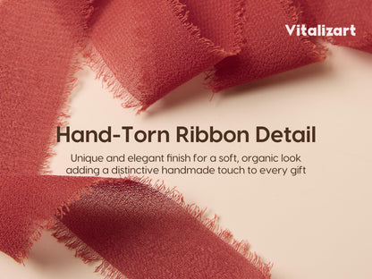 Vitalizart Fall Handmade Chiffon Silk Ribbon Fringe 1.5" x 21 Yd Terracotta Frayed Edges Ribbons for Wedding Invitations Bridal Bouquets Gifts Wrapping Crafts Holiday Party Decorations 🍁 All In One Marketplace Canada