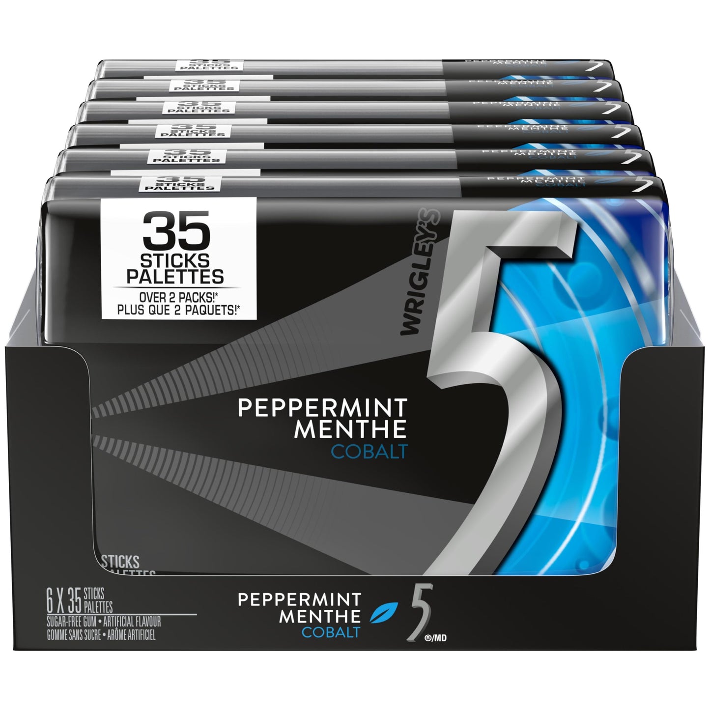 5 GUM Peppermint-Cobalt Sugar-Free Chewing Gum, 35 Sticks (6 Pack)