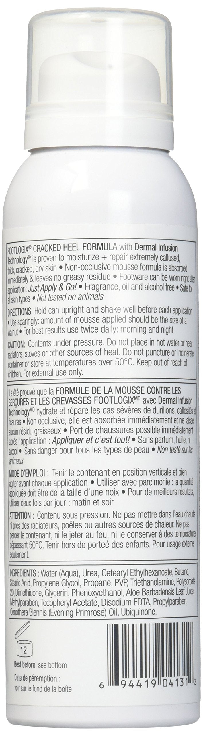 Footlogix Cracked Heel Formula Mousse – Intensive Foot Foam for Rough, Split Skin on Heels – Lightweight, Fast-Absorbing Hydration – 125 ml / 4.2 oz, Non-Greasy Finish Footlogix