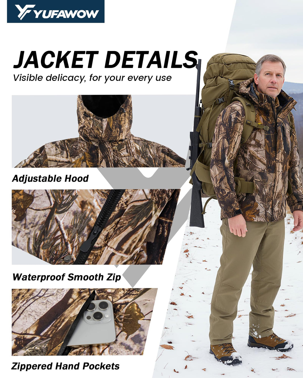 Men Winter Jacket Huting Coat Waterproof Windbreaker Heavy Heat Warm Thermal Clothes Duck Deer Camo Hoodie Outfit Tactical Accessories Military Essentials Army Apparel Unique Gift 🍁 All In One Marketplace Canada