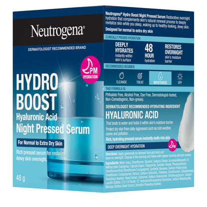 Neutrogena Moisturizer Neutrogena Hydro Boost Night Pressed Face Serum With Purified Hyaluronic Acid and Antioxidants for moisturized Skin, 48g, 48 Milliliters - Available at All In One Marketplace Canada
