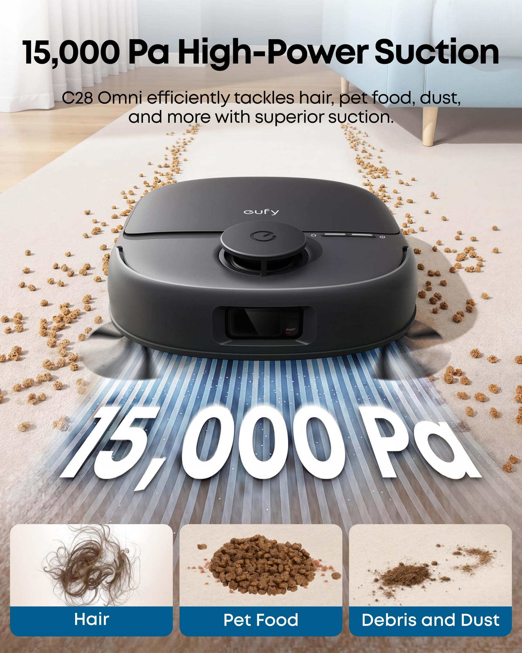 eufy New 2026 Robot Vacuum, C28 Omni, Upgraded from eufy X10 pro Omni, HydroJet Self-Cleaning Roller Mop, 15,000Pa Suction, All-in-1 Station,Tangle-Free,Auto Mop Washing&Drying, AI Obstacle Avoidance - Available at All In One Marketplace Canada