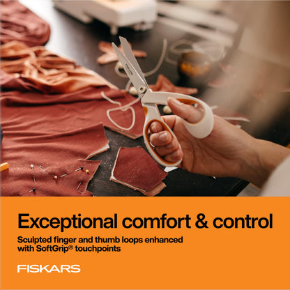 Fiskars RazorEdge Fabric Scissors - 8" Heavy Duty Fabric Shears with SoftGrip Ergonomic Handle, Premier Grade Stainless Steel Blades Fiskars