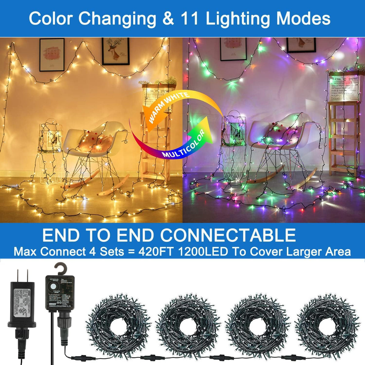 Tcamp Color Changing Christmas Lights 105FT 300 LED Christmas Tree Lights 🍁 All In One Marketplace Canada