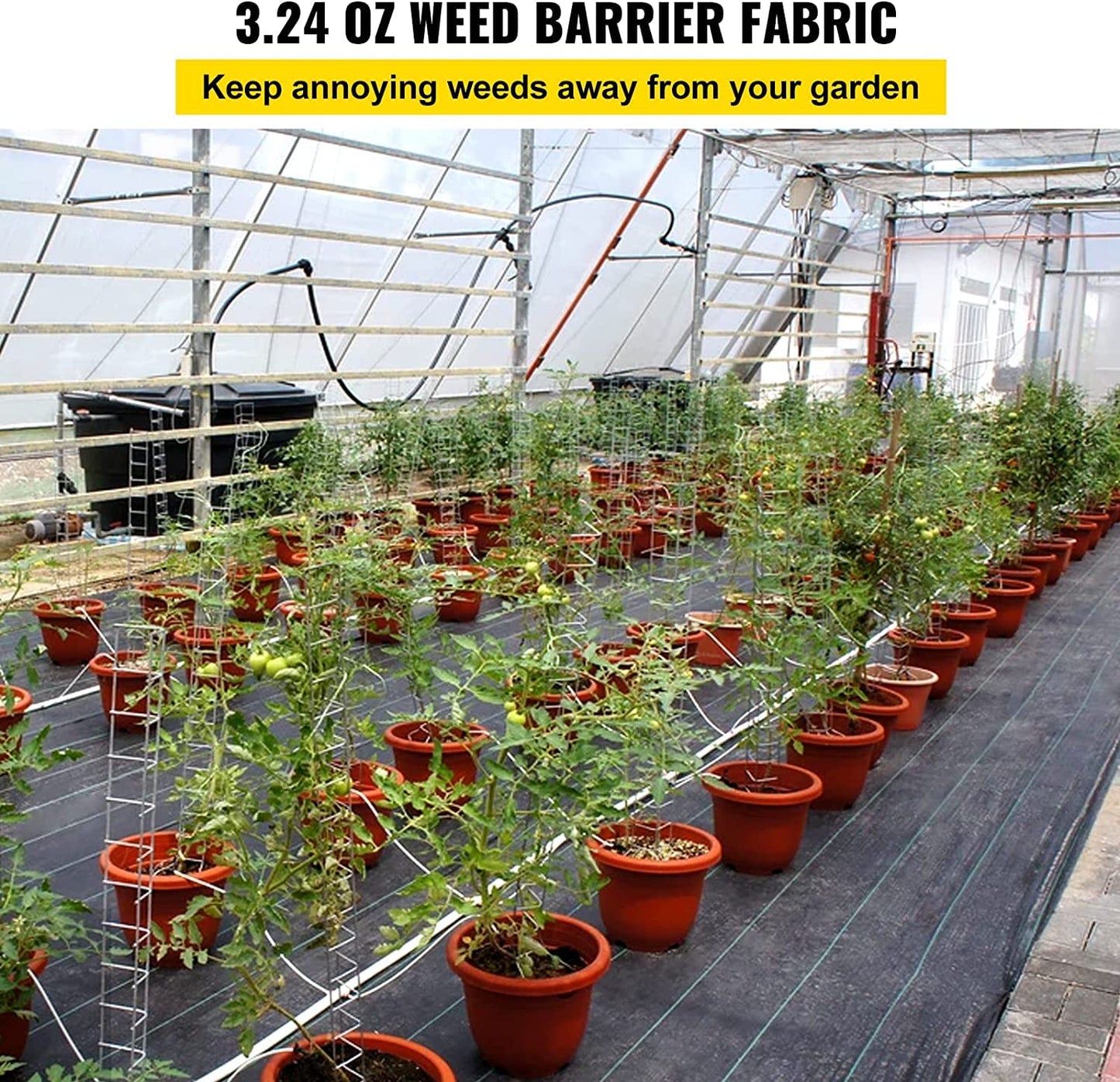 VEVOR 3FTx300FT Premium Weed Barrier Fabric Heavy Duty 3OZ, Woven Weed Control Fabric, High Permeability Good for Flower Bed, Geotextile Fabric for Underlayment, Polyethylene Ground Cover