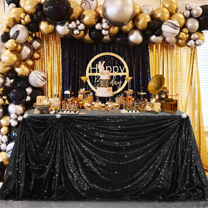 Black Sequin Tablecloth 90x156inch Sparkly Sequin Table Linen Centerpieces