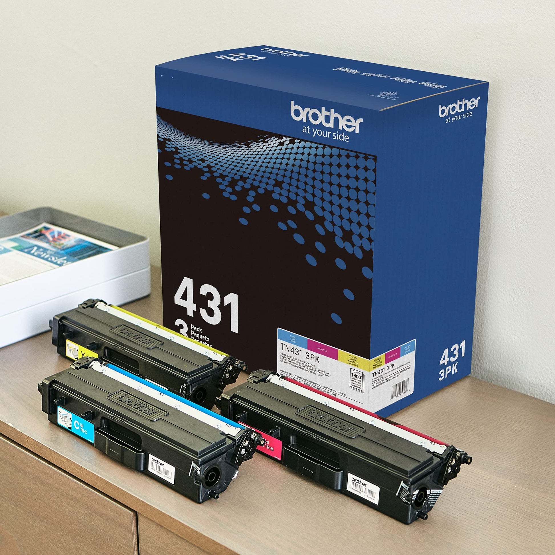 Brother Original TN431 3PK Standard Yield Colour Toner Cartridge Value Pack (3), Toner Replacement cartridges, Cyan/Magenta/Yellow, for Brother Laser Printers HL-L8360CDW, MFC-L8610CDW, and More Brother