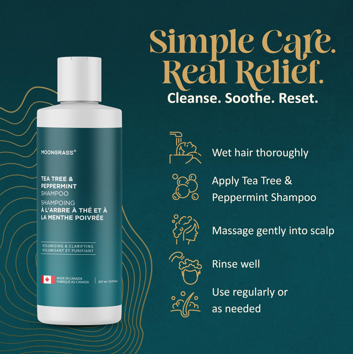Moongrass Tea Tree Shampoo with Peppermint Oil, Plant-Based, Made in Canada 🍁 All In One Marketplace Canada