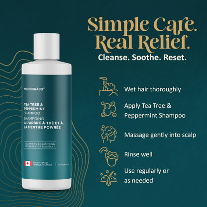 Moongrass Tea Tree Shampoo with Peppermint Oil, Plant-Based, Made in Canada 🍁 All In One Marketplace Canada