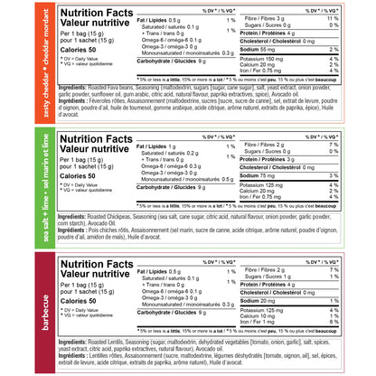 Three Farmers Variety Snack Pack - Roasted Protein Snacks, 30 Count - Gluten-Free, High Fiber, Low Calorie
