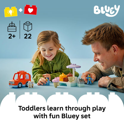 LEGO DUPLO Bluey Ice Cream Trip with Bluey - Toddler Toy for Kids, Boys, and Girls Ages 2+ - Includes Figure and Ice Cream Stand - Sensory Toy for Pretend Play - Preschool Gift Idea - 10458 LEGO