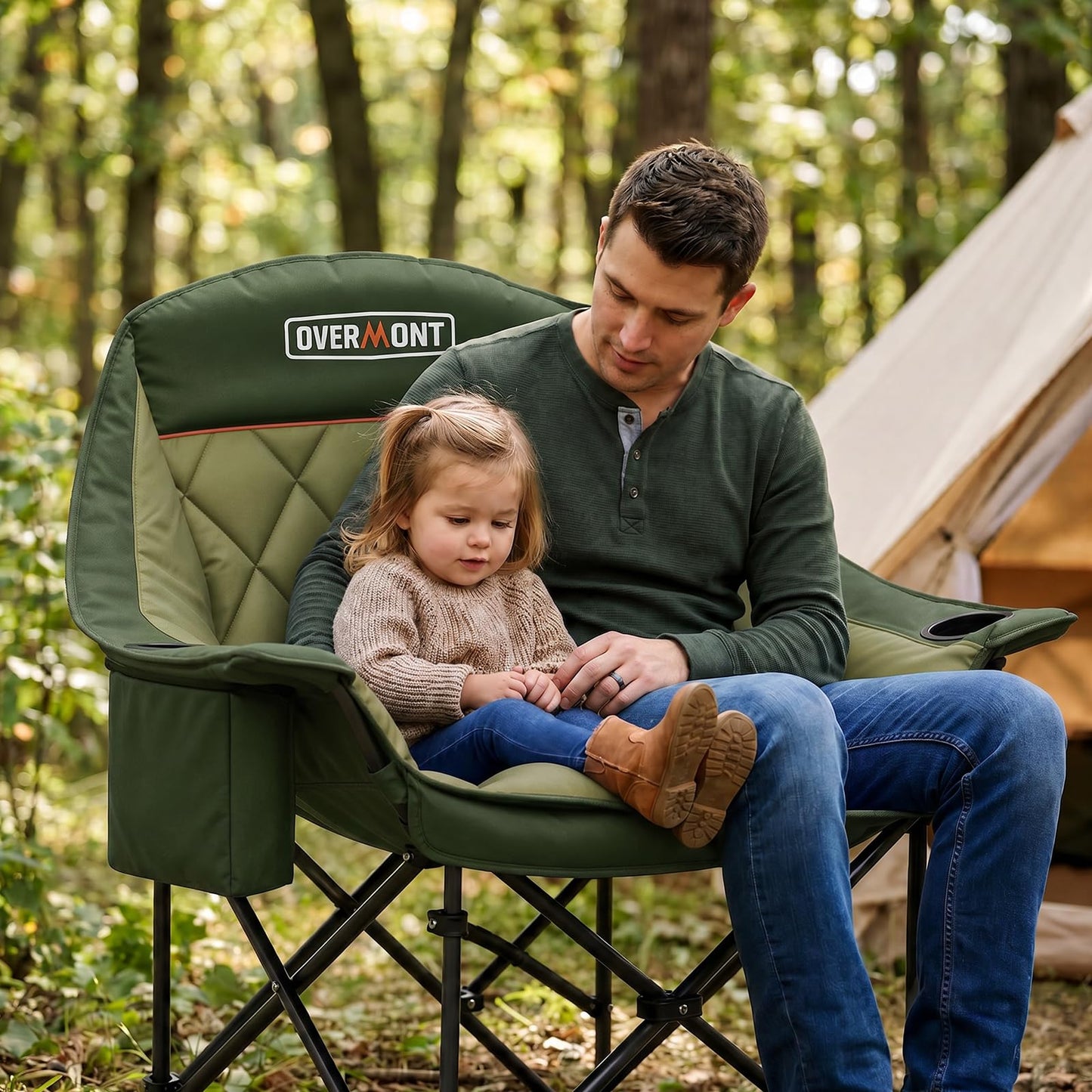 Overmont Oversized XL Camping Chair for Adults - 400lbs Support Heavy-Duty Padded Folding Chair with Side Pocket Cup Holder Cooling Bag for Outdoor Sports Garden Beach Fishing Lawn Green 🍁 All In One Marketplace Canada