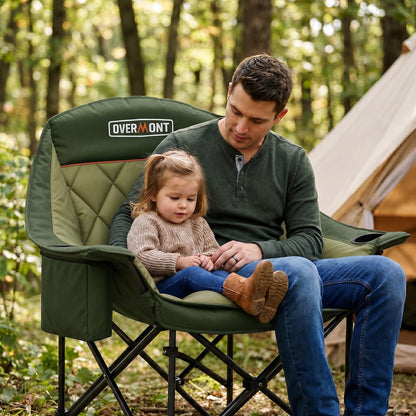 Overmont Oversized XL Camping Chair for Adults - 400lbs Support Heavy-Duty Padded Folding Chair with Side Pocket Cup Holder Cooling Bag for Outdoor Sports Garden Beach Fishing Lawn Green 🍁 All In One Marketplace Canada