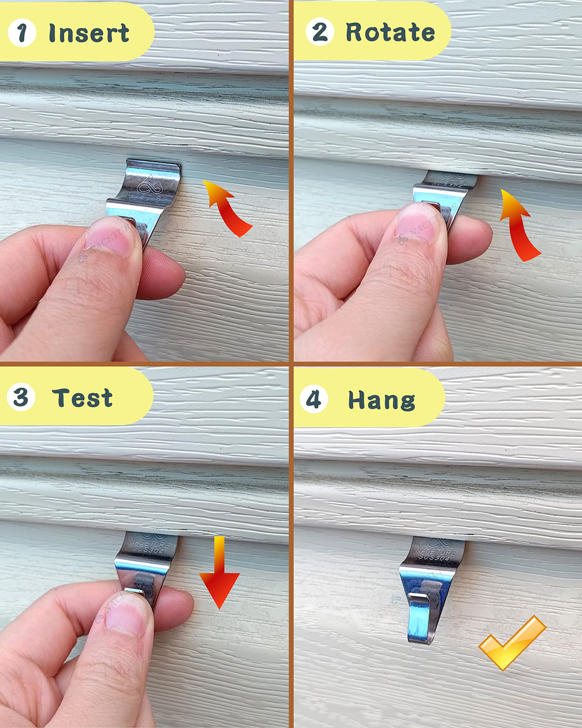 Vinyl Siding Hooks Hanger (6 Pack) | Vinyl Siding Hooks for Hanging Outdoor Deck Decor, No Drill Vinyl Siding Clips for Hanging Outside Home or Holiday Decor 🍁 All In One Marketplace Canada