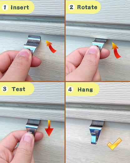Vinyl Siding Hooks Hanger (6 Pack) | Vinyl Siding Hooks for Hanging Outdoor Deck Decor, No Drill Vinyl Siding Clips for Hanging Outside Home or Holiday Decor 🍁 All In One Marketplace Canada