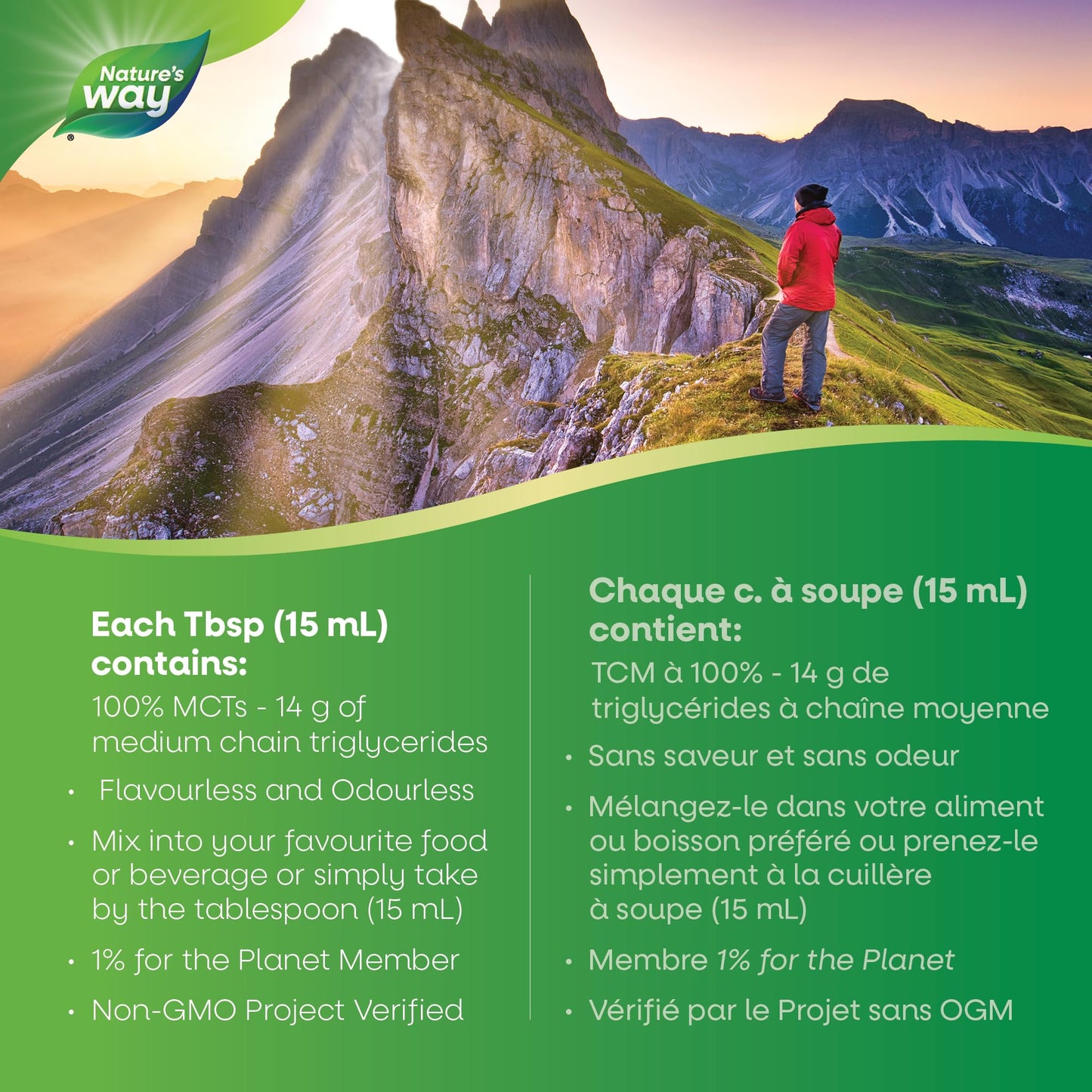 Nature's Way 100% Pure MCT Oil From Coconut – 14g MCT Per Serving – Paleo and Keto friendly – Certified Organic – Non-GMO Project Verified – Vegetarian, Gluten-free, & Flavourless – 887 mL, Value Size Nature's Way