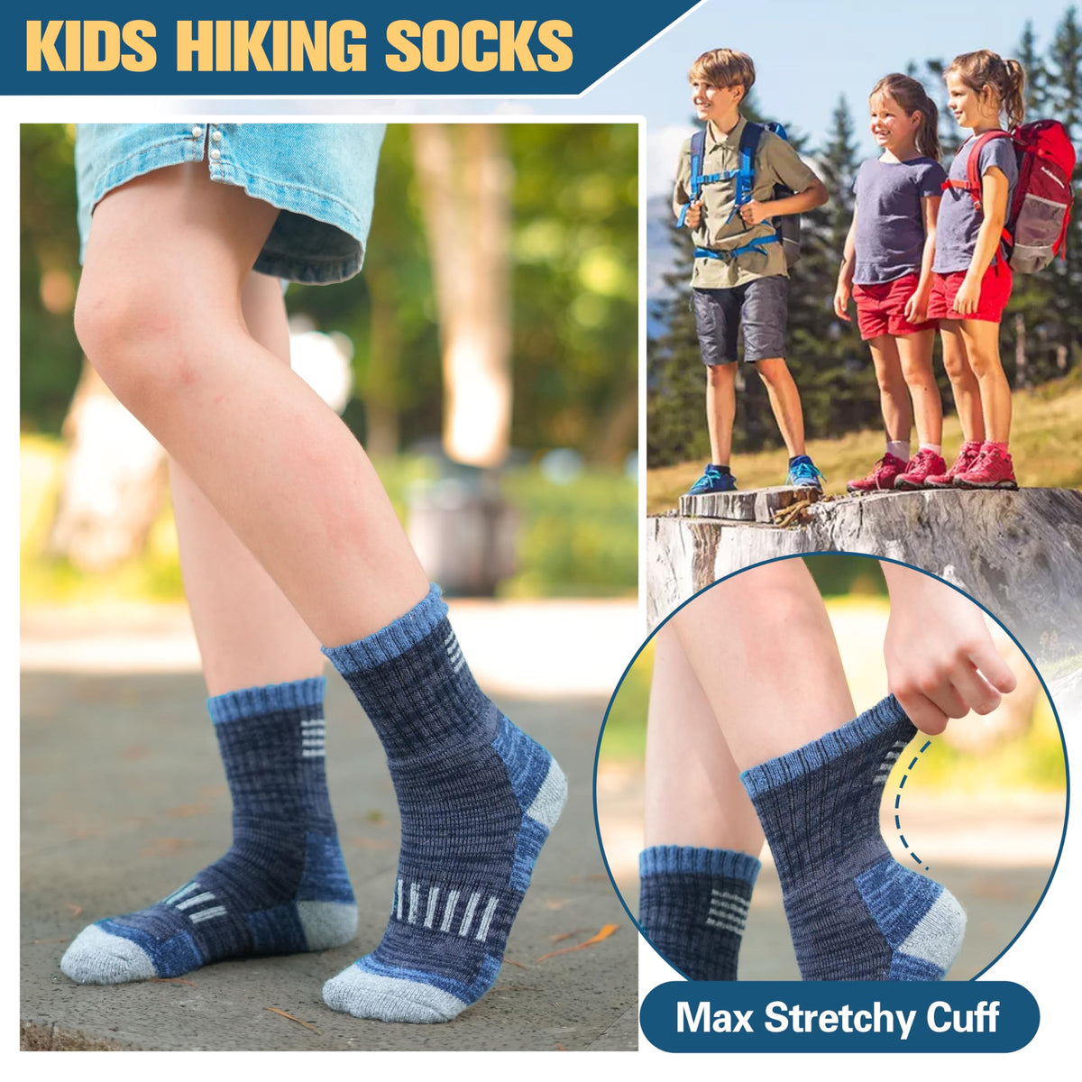 Kids Merino Wool Hiking Socks Boys Toddler Thermal Warm Thick Winter Cushioned Gifts Socks 6 Pairs Stocking Stuffers(Mixed,8-12 Years) 🍁 All In One Marketplace Canada
