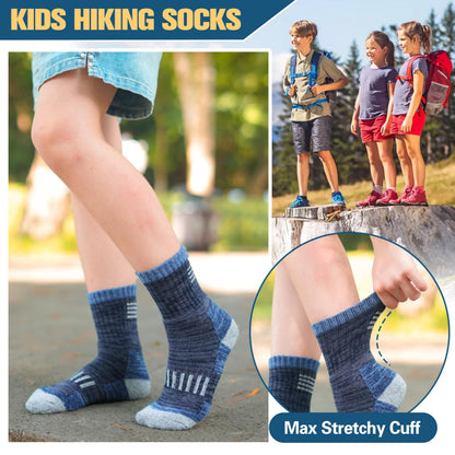 Kids Merino Wool Hiking Socks Boys Toddler Thermal Warm Thick Winter Cushioned Gifts Socks 6 Pairs Stocking Stuffers(Mixed,8-12 Years) 🍁 All In One Marketplace Canada