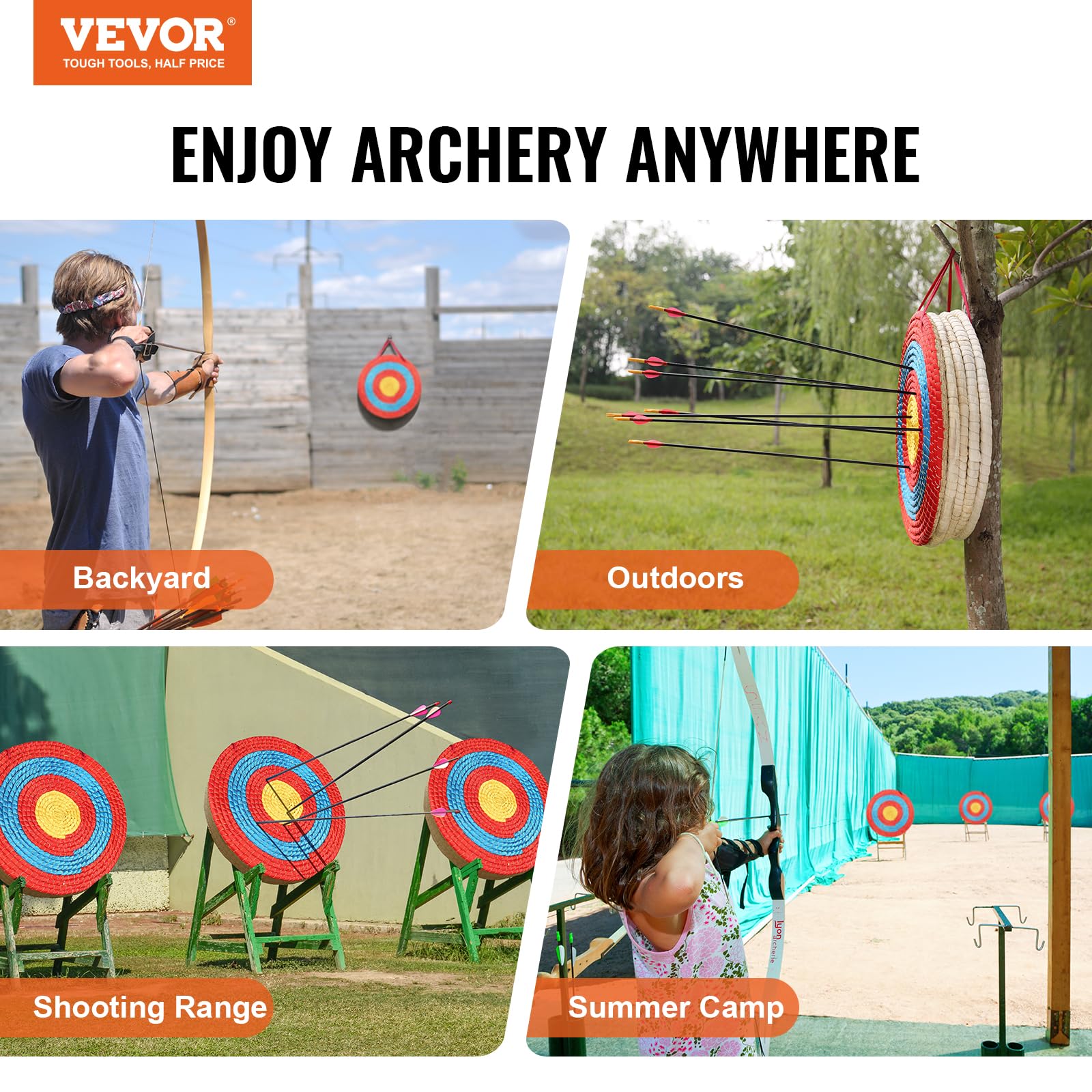 VEVOR Archery Target, 5 Layers 20" Arrow Target, Traditional Solid Straw Round Archery Target Shooting Bow, Hand-Made Arrows Target, Coloured Rope Target for Backyard Outdoor Hunting Shooting Practice VEVOR