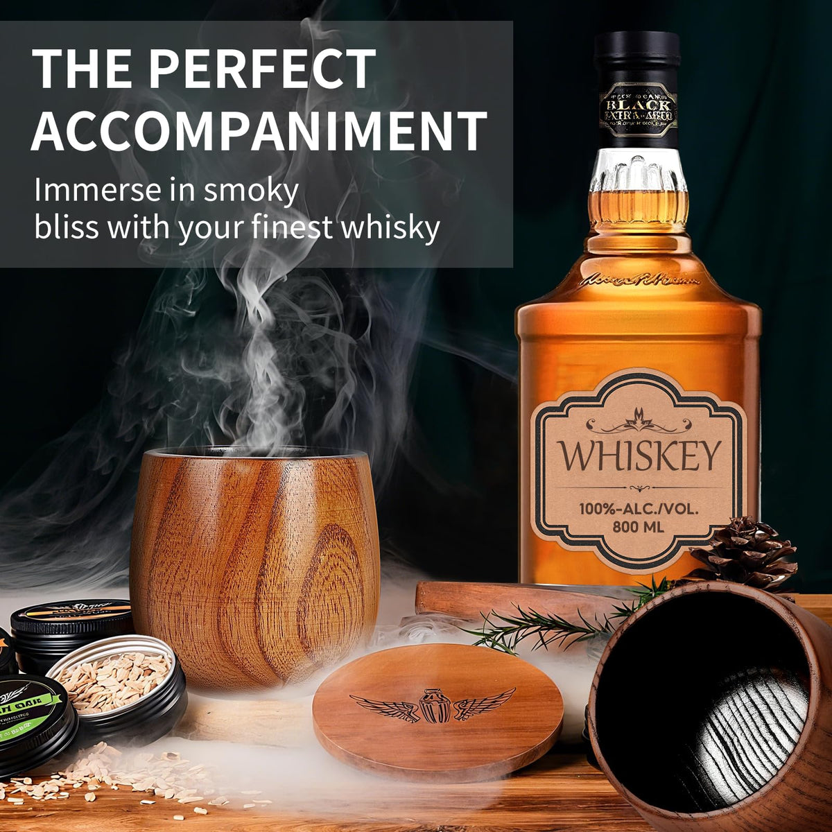 Charred Wood Bourbon Whiskey Glasses, Gifts for Men, 2 Pack 🍁 All In One Marketplace Canada