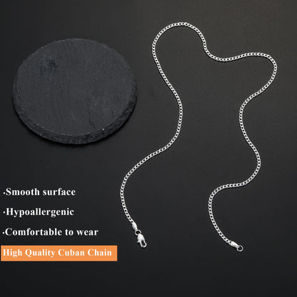 Weddinen Silver Chain for Men 3mm Necklace for Men Stainless Steel Cuban Link Chain for Mens Necklace Valentines Christmas Stocking Stuffers Jewelry Gifts for Boyfriend 20inch 🍁 All In One Marketplace Canada