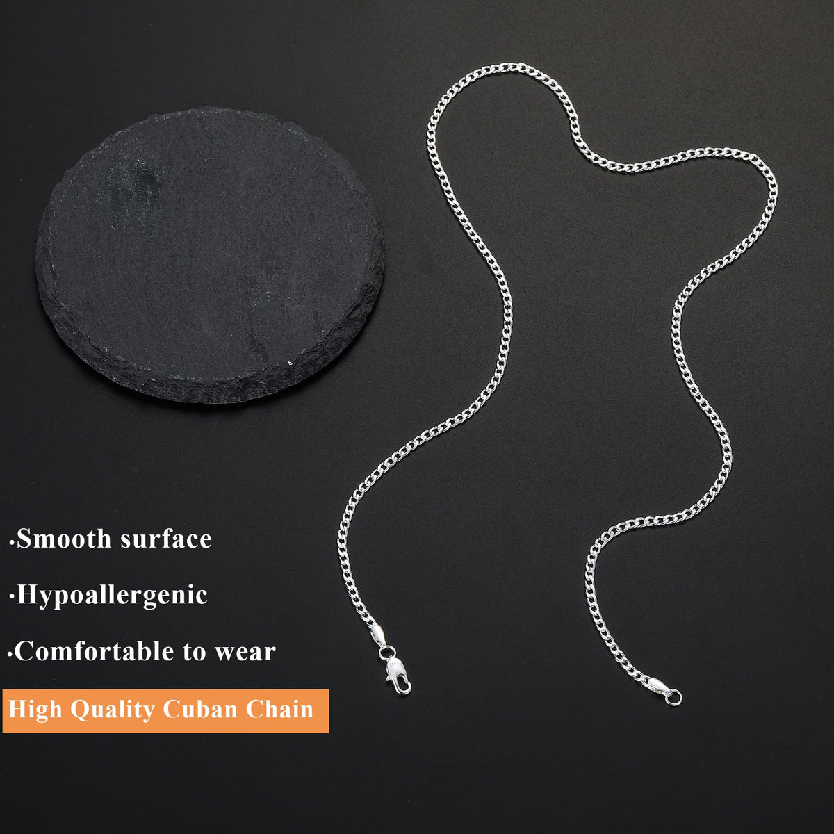 Weddinen Silver Chain for Men 3mm Necklace for Men Stainless Steel Cuban Link Chain for Mens Necklace Valentines Christmas Stocking Stuffers Jewelry Gifts for Boyfriend 18inch 🍁 All In One Marketplace Canada