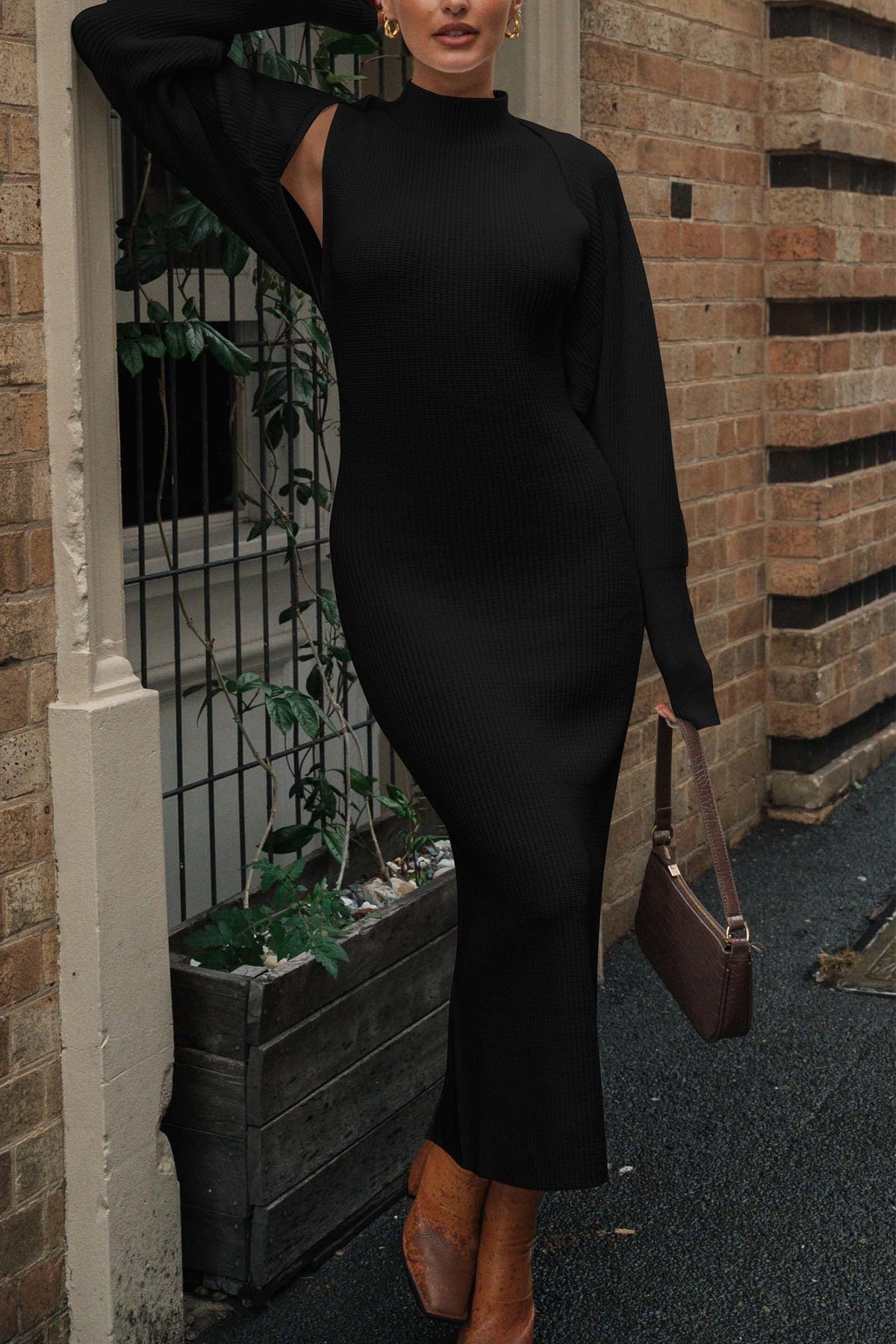 PRETTYGARDEN Women's 2 Piece Ribbed Knit Sweater Dress Set Black,M 🍁 All In One Marketplace Canada