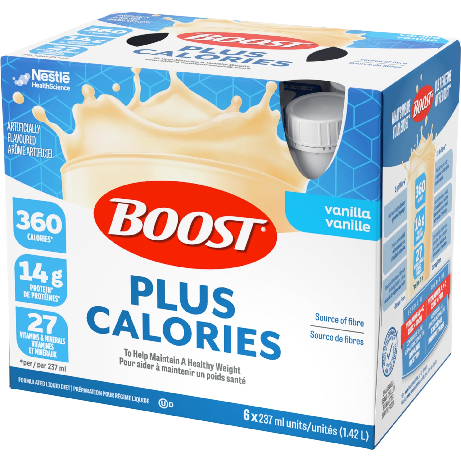 BOOST PLUS Complete Nutrition Drink, Vanilla Flavor, 4 Case Pack (6x237ml Bottles)
