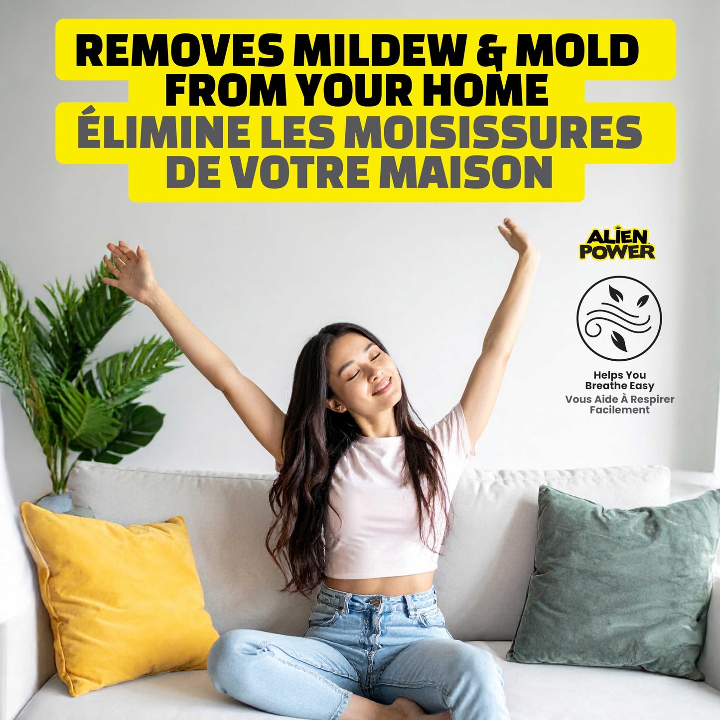 Alien Power 48 Fl Oz Instant Stain Remover Spray for Mold and Mildew, All Purpose No-Scrub Cleaner for Bathroom & Household Surfaces, Tiles, Wall, Black Mold, Mould, Grout - 2 Pack Set - Available at All In One Marketplace Canada