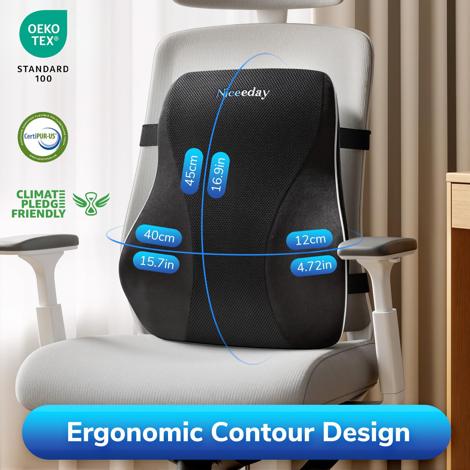 Lumbar Support Pillow for Office Chair Car Lumbar Pillow Lower Back Pain Relief Memory Foam Back Cushion with 3D Mesh Cover Gaming Chair Back Pillow Ergonomic Back Rest for Wheelchair Desk - Available at All In One Marketplace Canada