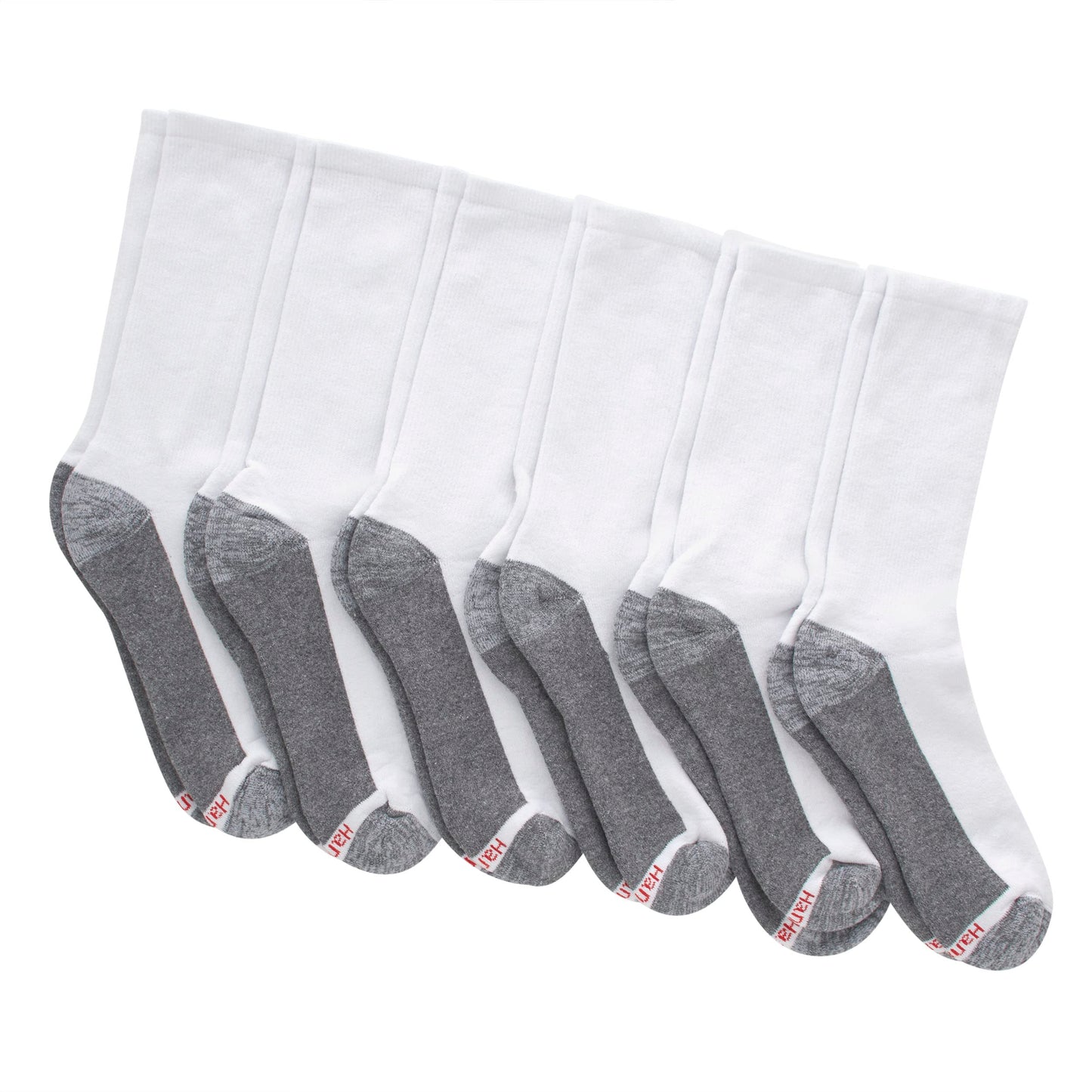 Hanes Men's Socks, Max Cushioned Crew Socks, Available in 6, 8, and 12-Pack, White/Grey Foot Bottom, 12-14 🍁 All In One Marketplace Canada