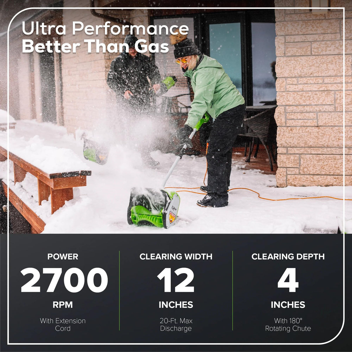 Greenworks 8 Amp 12-Inch Electric Corded Snow Shovel, 20ft Throwing Distance, 12" Wide & 6" Deep Clearing, 300Lbs/Min Snow Thrower Blower Removal Tool for Patio/Driveway/Steps/Sidewalk/Winter Storm 🍁 All In One Marketplace Canada