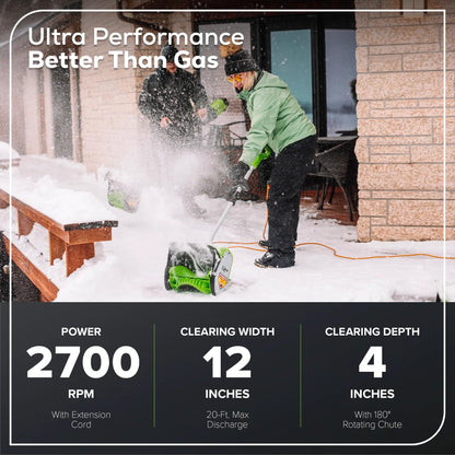 Greenworks 8 Amp 12-Inch Electric Corded Snow Shovel, 20ft Throwing Distance, 12" Wide & 6" Deep Clearing, 300Lbs/Min Snow Thrower Blower Removal Tool for Patio/Driveway/Steps/Sidewalk/Winter Storm 🍁 All In One Marketplace Canada