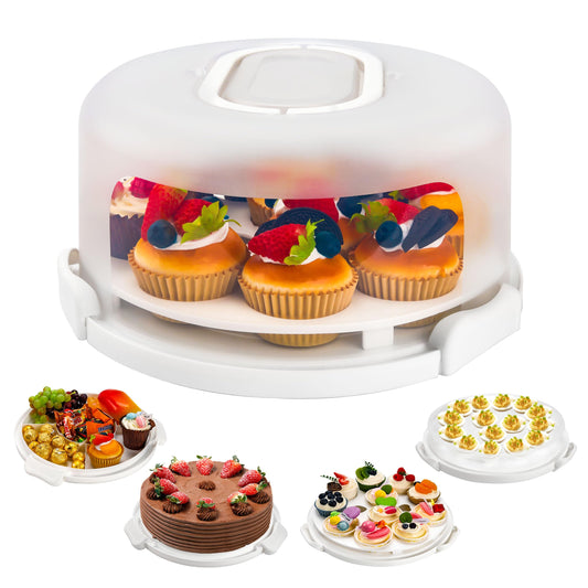 NPLUX Cake Carrier with Lid and Handle White Cake Containers, BPA-Free 🍁 All In One Marketplace Canada