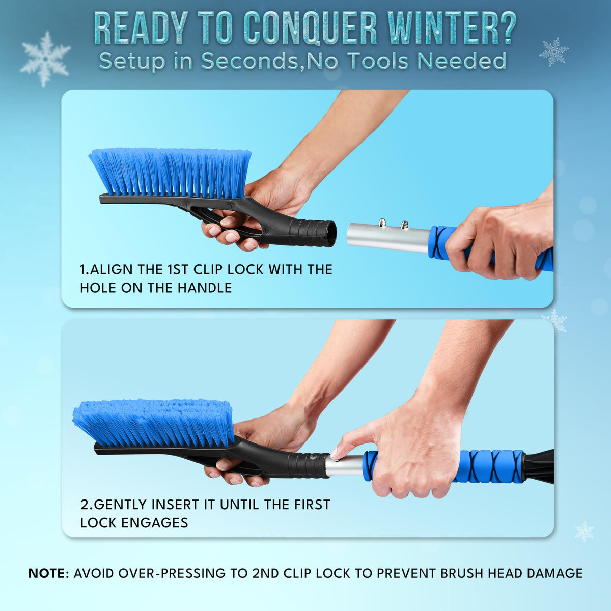 EcoNour 27" Ice Scraper & Snow Brush for Car Windshield Cleaning - Blue 🍁 All In One Marketplace Canada