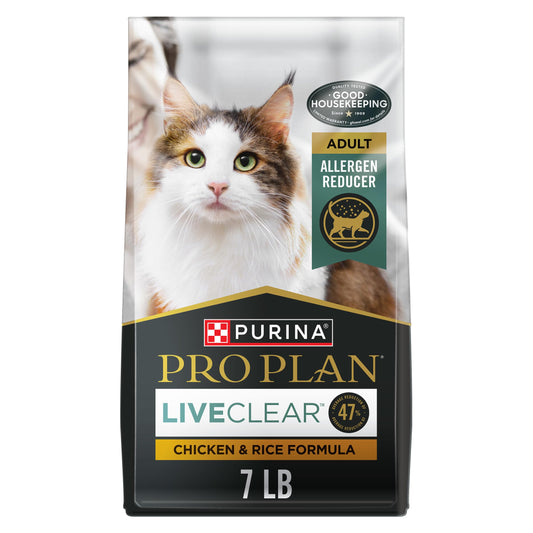Purina Pro Plan Specialized LiveClear Dry Cat Food, Chicken & Rice - 3.18 kg Bag (1 Pack)