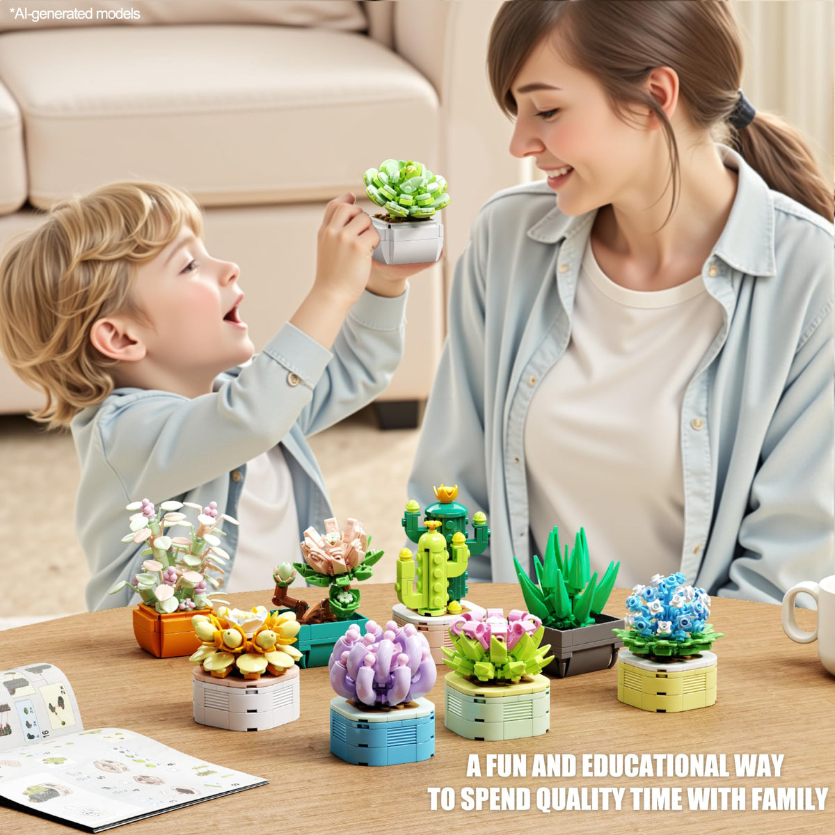 TYCOLE Tiny Flowers Succulents Artificial Plant Set-Creative Botanical Building Block 9 in 1 Toy, Botanical Collection for Office&Home Decor,Christmas Birthday Gift for Adults and Kids 8-12(832 PCS) 🍁 All In One Marketplace Canada