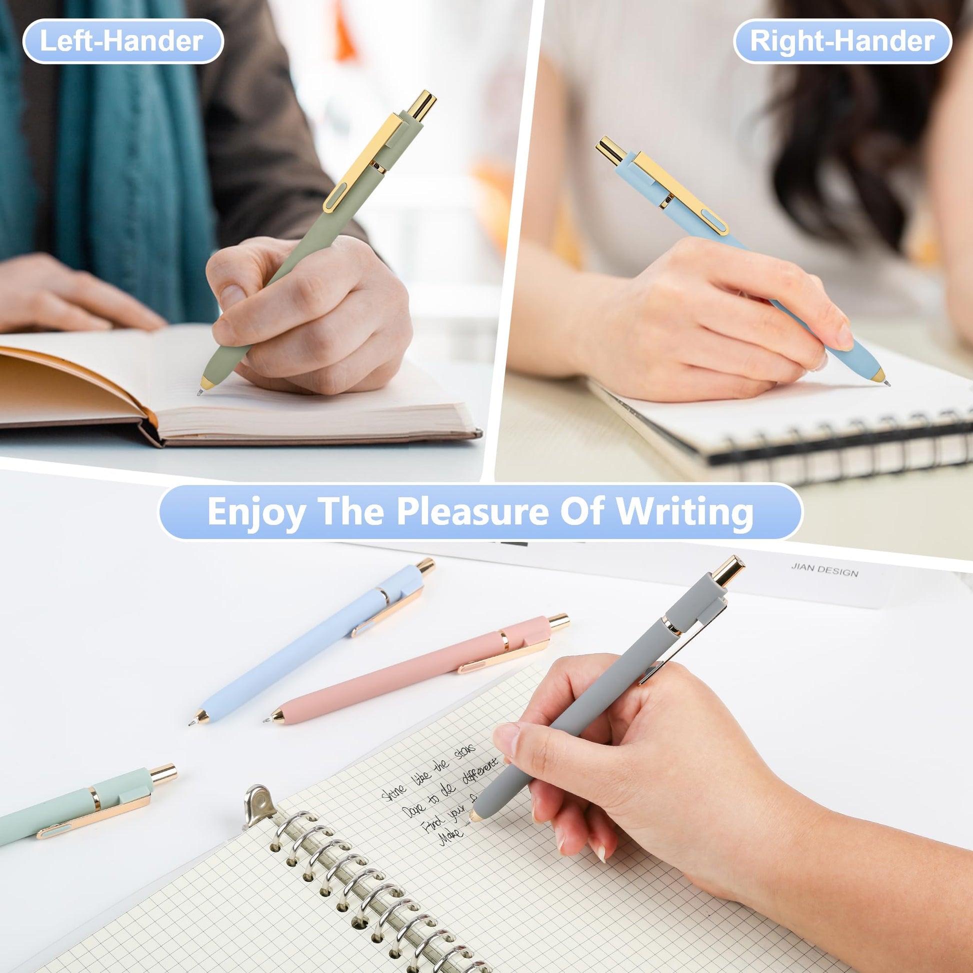 Siwyit Gel Pens 6 Pcs, 0.5mm Quick Dry Black Ink Pens Fine Point Smooth Writing Pens,Retractable Pens for Journaling Note Taking,Stylo Gel Gift for Women (Morandi-6PC)