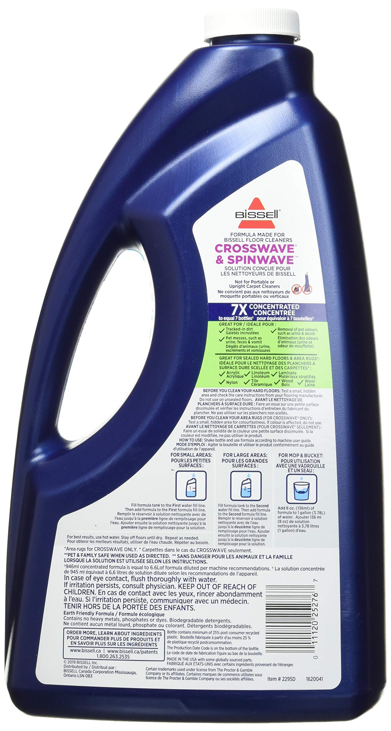 BISSELL Multi-Surface Pet Cleaning Formula with Febreze Freshness for CrossWave, SpinWave and Hard Floor Cleaners, 64oz, Dissolves Pet Messes, Streak-Free on Sealed Floors, Earthco-Friendly, 2295D - Available at All In One Marketplace Canada